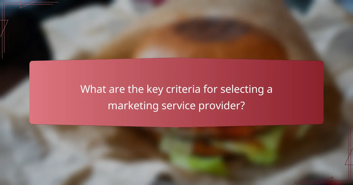 What are the key criteria for selecting a marketing service provider?