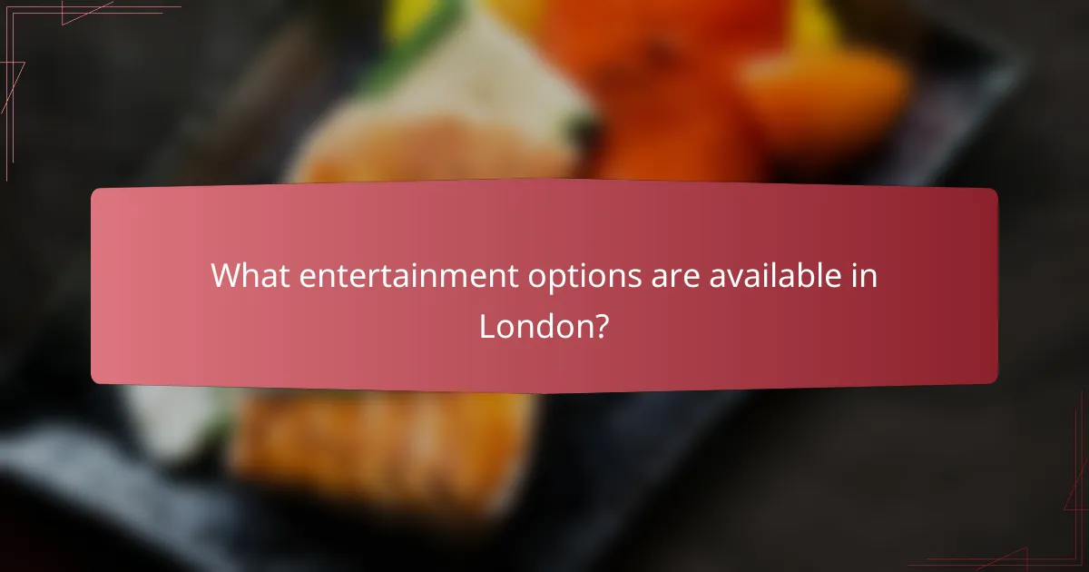 What entertainment options are available in London?