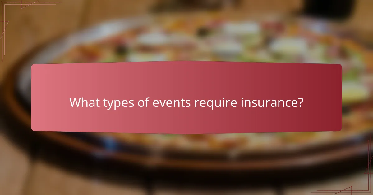 What types of events require insurance?